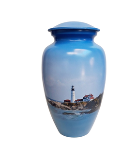 Urne funéraire pour adulte en forme de phare, thème nautique, en aluminium, fournitures funéraires - Product Image 2