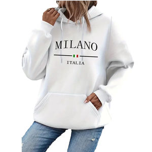 Venta al por mayor de Sudadera con capucha de las mujeres pulóver sudadera de gran tamaño con logotipo personalizado de talla grande de lana Sudadera con capucha de moda de invierno ropa de calle estilo - Product Image 1