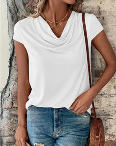 เสื้อยืดคอกลมแขนสั้นสีพื้นสำหรับผู้หญิง - Product Image 2