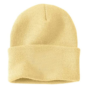 Bonnets tricotés pour femmes avec logo personnalisé et étiquette en cuir Vente en gros Bonnet en polaire Beani à revers - Product Image 5