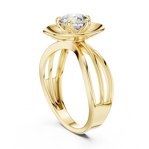 Anillo de compromiso de diamante de laboratorio de oro sólido de 14 quilates de inspiración vintage, racimo de diamantes de corte redondo para ocasiones de boda - Product Image 6