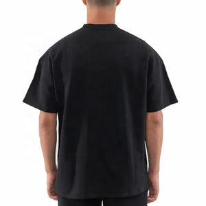 Nueva llegada 100% algodón personalizado Boxy Fit camiseta Streetwear Mock Neck Heavyweight 100% algodón camiseta para hombres suelta fit - Product Image 5