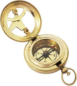 Boussole nautique professionnelle en laiton, instrument de navigation maritime robuste, outil de poche fiable pour la randonnée et la navigation à voile - Product Image 1