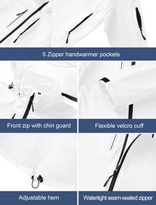 Ilumine la ropa de calle blanca Chaquetas para exteriores 100% Poliéster/POLIÉSTER/Cierre de nailon Tipo de artículo Chaqueta de concha suave Cremallera al por mayor - Product Image 6