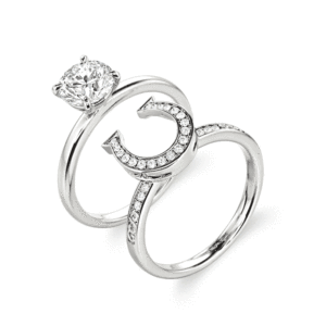 Jeulia Horseshoe Design Round Cut <b>Bridal</b> Ring <b>Set</b> 2-Piece Wedding <b>Jewelry</b> - Product Image 1