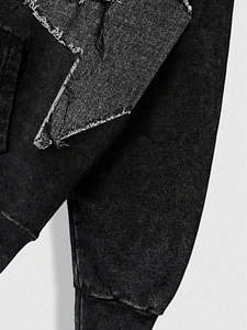 Streetwear personnalisé en éponge française poids lourd Boxy recadrée lavage à l'acide appliques en détresse patch brodé à capuche hommes - Product Image 4