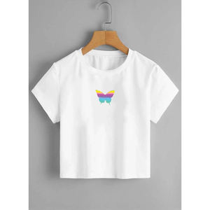 T-shirt court personnalisé en coton pour femmes T-shirts en tricot de couleur unie pour l'entraînement du yoga T-shirts pour dames Chemise pour femmes - Product Image 5