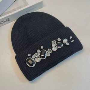 New Arrival Solid Color Winter Knitted <b>Beanie</b> Hat Rhinestones 100% Cotton Dot Pattern Digital Breathable <b>Waterproof</b> Street Style - Product Image 3