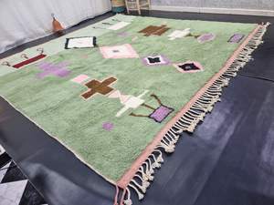 Vert pistache touffeté Beni Ourain tapis Unique marocain tapis personnalisé Boho géométrique à la main confortable Funky tapis prix de gros - Product Image 3