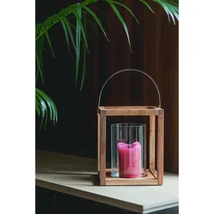 Linterna de madera de diseño americano con mango de metal Decoraciones para el hogar y centros de mesa de boda Candelabros - Product Image 5