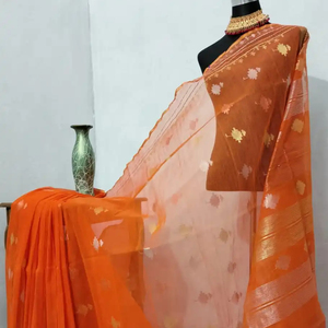 Axé sur l'exportation Deshi Dhakai Jamdani Sharee pour les femmes JAMDANI TISSU Bleu ROUGE VERT Doré Bleu Ciel du Bangladesh - Product Image 1