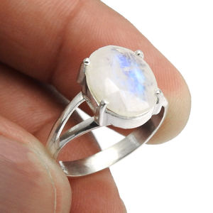 Natural Rainbow Moonstone 925 Sterling <b>Silver</b> Oval Shape <b>Chunky</b> <b>Ring</b> Handmade Jewelry Wholesale Factory Price Bulk Suppliers - Product Image 3