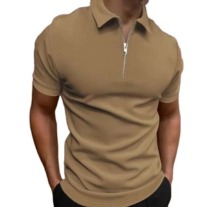 Polo de Color sólido de verano para hombre, camisetas de manga corta con cuello vuelto y cremallera para hombre, ropa de calle informal, nuevas camisetas para hombre - Product Image 1