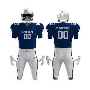 Personalizado de los hombres azul blanco uniforme de fútbol americano Durable Tackle sarga equipo Jersey pantalones conjunto transpirable ropa deportiva para corto - Product Image 1