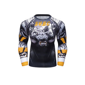 Imprimé personnalisé marque vierge BJJ MMA Anti-UV respirant vêtements de sport pour hommes chemise de compression hommes éruption cutanée pour hommes - Product Image 6