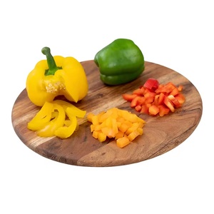 Planche à découper en bois d'acacia rond brun foncé écologique avec logo personnalisé, best-seller, ustensiles de cuisine, blocs à découper - Product Image 3