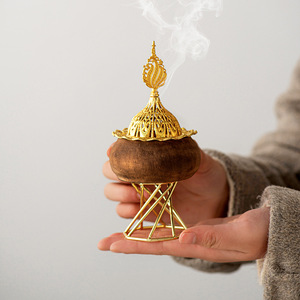 Brûleur Bakhoor en bois et en métal de qualité exclusive Design moyen-orient parfum de maison fournitures en gros - Product Image 6