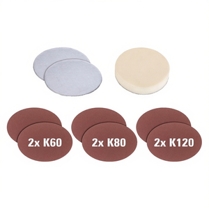 Kit de polisseuse de voiture de remplacement avec 2 tampons, 1 polisseuse et 6 abrasifs (180 mm) Modèle 2093233 - Product Image 2