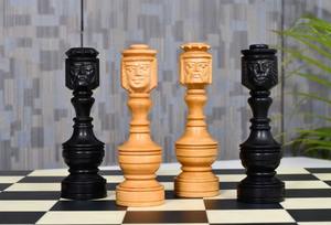 Pièces d'échecs sculptées en ébène et bois de laurier, édition collector d'art traditionnel nordique, visage de roi et de reine, 5,1 cm de hauteur du roi - Product Image 2