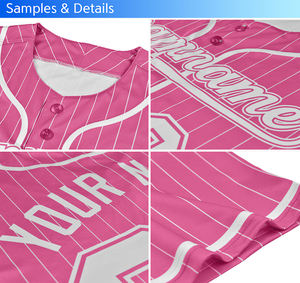 Camiseta de béisbol para hombre con estampado digital y botones de Hip Hop, uniforme de Jersey de béisbol personalizado con número de letras cosidas a rayas - Product Image 6