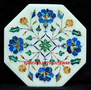 หินอ่อนสีขาวฝังบนโต๊ะทำด้วยมือหินอ่อนสีขาวพื้นผิวทรงแปดเหลี่ยมหรูหรา - Product Image 1