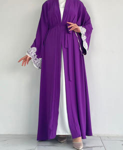 Styles d'abaya longue brodée sur le devant Ceinture Abaya double intérieure amovible Designs Produits les plus vendus - Product Image 5