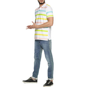 100% algodón de calidad superior para hombre a rayas para Polo, ropa informal antiarrugas, camisetas 220gsm, tela de punto OEM - Product Image 5