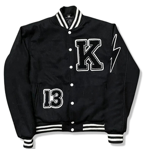 Chaqueta Varsity Unisex Negra y Blanca, Chaqueta Clásica con Capucha Estilo Letterman de Béisbol, Estilo Universitario Premium, Ropa Casual Deportiva - Product Image 2