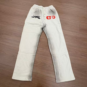 ชุดวอร์มผู้ชายสไตล์วินเทจ ผ้าถัก แนวสตรีทแวร์  ชุดเซ็ตดีไซน์ขาดๆ  โลโก้ปักบนเสื้อฮู้ด กางเกงขาบาน ระบายอากาศได้ดี  รับสั่งทำตามแบบ - Product Image 5