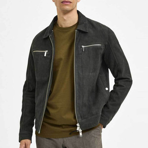 Chaqueta de Motociclista de Invierno para Hombre, Chaqueta de Cuero con Forro de Lana de Cordero Sintética, Cuello de Gamuza - Product Image 1