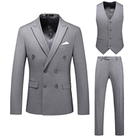 Costume Classique Homme Slim Fit Croisé Plissé pour Mariage et Cérémonie – Ensemble Veste et Pantalon – Vente en Gros à Prix Abordable – Noir
