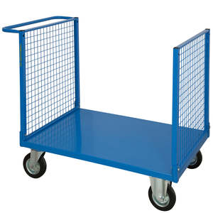 Chariot à plateforme avec deux côtés en maille, 4 roues pivotantes (2 avec freins), capacité de charge de 300 kg, finition thermolaquée - Product Image 1