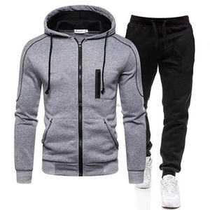 Ensemble de sport deux pièces à manches longues avec fermeture éclair, grande taille, pour homme, à capuche, nouvelle collection, haute qualité, vente chaude - Product Image 6