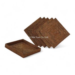 Square <b>Rattan</b> Placemat Handwoven From Natural <b>Rattan</b> For <b>Dining</b> <b>Table</b> Decoration And Serving Purpose - Product Image 2