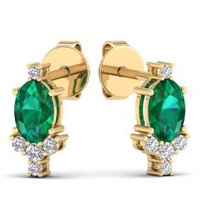 Aretes de Oro Sólido de 14K con Esmeralda y Moissanita de Lujo para Mujer, Precio de Fábrica REYES - Product Image 6