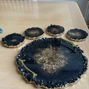 Plateau en résine Art Déco fait main de qualité supérieure, personnalisable pour la décoration de la maison, les mariages et le service de thé/café - Product Image 5