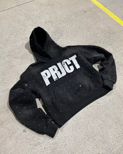Streetwear Sweat à capuche personnalisé avec strass Hip Hop Acid Wash Hoodie New Basiques Sun Faded Oversized Allover Rhinestone Pullover Hoodie - Product Image 1