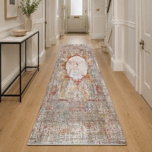 RUGS DEPOT LXDP-0058 Wholesale Terracotta Gold Modern Abstract Digital Printed Machine Washable Chenille Area Rug Non <b>Slip</b> - Product Image 5