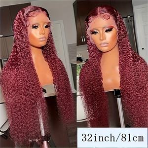 99J eau bouclée 13x4 HD dentelle frontale perruques vin rouge couleur humide et ondulé sans colle cheveux humains dentelle avant perruques brésilien <span class=keywords><strong>Virg</strong></span> - Product Image 5
