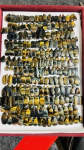 Par de piedras de cristal de ojo de tigre Natural de grado AAA, sueltas personalizadas para Reiki, decoración de energía curativa, piedra de ojo de tigre de alto regalo - Product Image 2