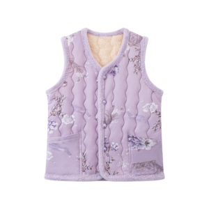 Women's Casual Quilted Vest Jacket Floral Sleeveless Button Front Warm Outerwear for Autumn Winter