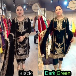 Robe afghane en soie modal polyester de qualité supérieure, velours VISCOSE, Salwar Kameez avec bordure en dentelle et dupatta pour mariage et fête - Product Image 5