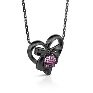 Collier pendentif crâne en argent sterling et diamants Jeulia, design romantique et sombre - Product Image 2