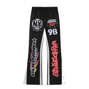 Pantalones Deportivos Personalizados para Hombre, Joggers de Alta Calidad con Estampado DTG, Diseño de Campana con Parches de Letras en Color de Contraste, Maqueta Gratuita - Product Image 1
