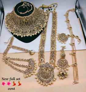 DISEÑADOR ANTIGUO TRADICIONAL Y FANCY JOYERÍA NOVIA CHAPADO EN ORO Y CZ ZIRCON NOVIA CONJUNTO DE COLLAR DE BODA Y PARA MUJER Y NIÑA - Product Image 4