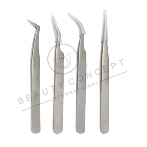4 Pcs Set Stainless Steel Hand Made Customized Logo Print Newest Eyelash Extension Tweezers by Beauty Concept International - Product Image 4