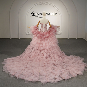 Jancember GT26071 Elegante Vestido <span class=keywords><strong>de</strong></span> Sirena Brillante con Corsé <span class=keywords><strong>de</strong></span> Malla <span class=keywords><strong>de</strong></span> Lujo 2 en 1 y Falda <span class=keywords><strong>de</strong></span> Tul Voluminoso con Volantes <span class=keywords><strong>para</strong></span> Fiesta - Product Image 3
