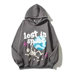 2024 alta calidad logotipo personalizado EE. UU. tamaño Sudadera con capucha algodón Puff impresión hombres Sudadera con capucha Casual pulóver ropa de lana Sudadera con capucha para hombres - Product Image 2