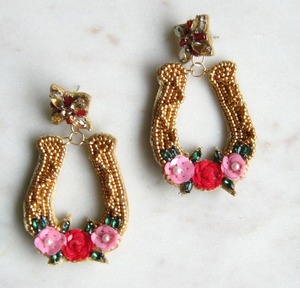 Cute Fancy Flower Handmade Beaded Embroidery Earring Stylish Beautiful New Design Trendy <b>Top</b> Fashionable by glowin fashion - Product Image 2
