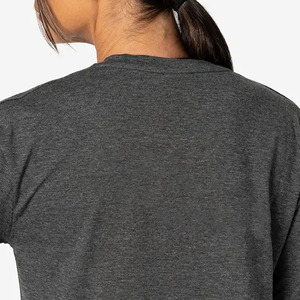 Diseño personalizado carbón Marl mujeres Crop camiseta hombros caídos manga corta suave elástico elegante Casual Yoga gimnasio Fitness camiseta - Product Image 5